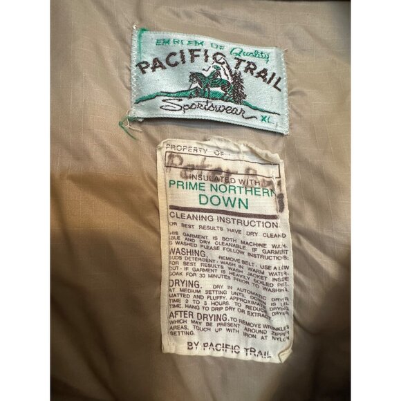 Vintage Pacific Trail Down Jacket XL Tan Winter Insulated Men’s Puffer Coat - Picture 3 of 5